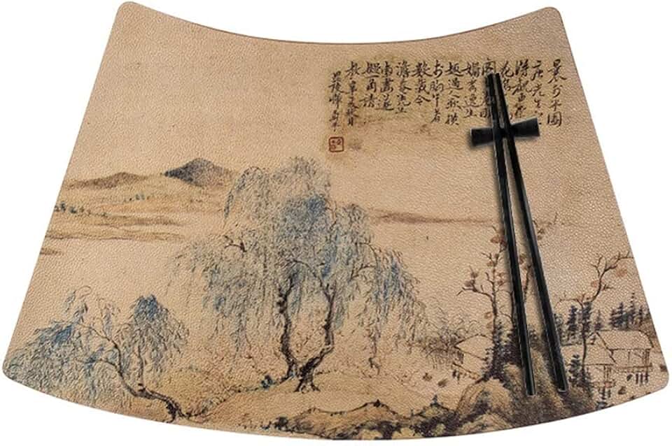 10 Pcs Placemat Restaurant Table Mat Chinese-Style Tableware Pad Heat Insulation Soft Resistant Scalloped Washable(D)