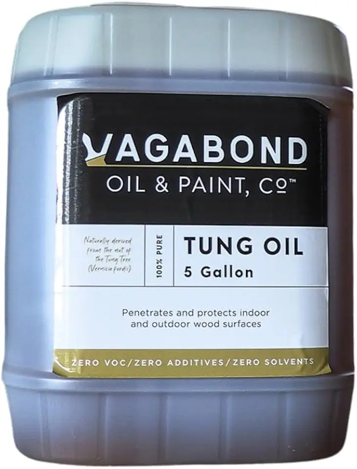 Vagabond Oil & Paint Co. - 100% Pure Tung Oil, Waterproof Natural Wood Finish & Sealer 5 Gallons