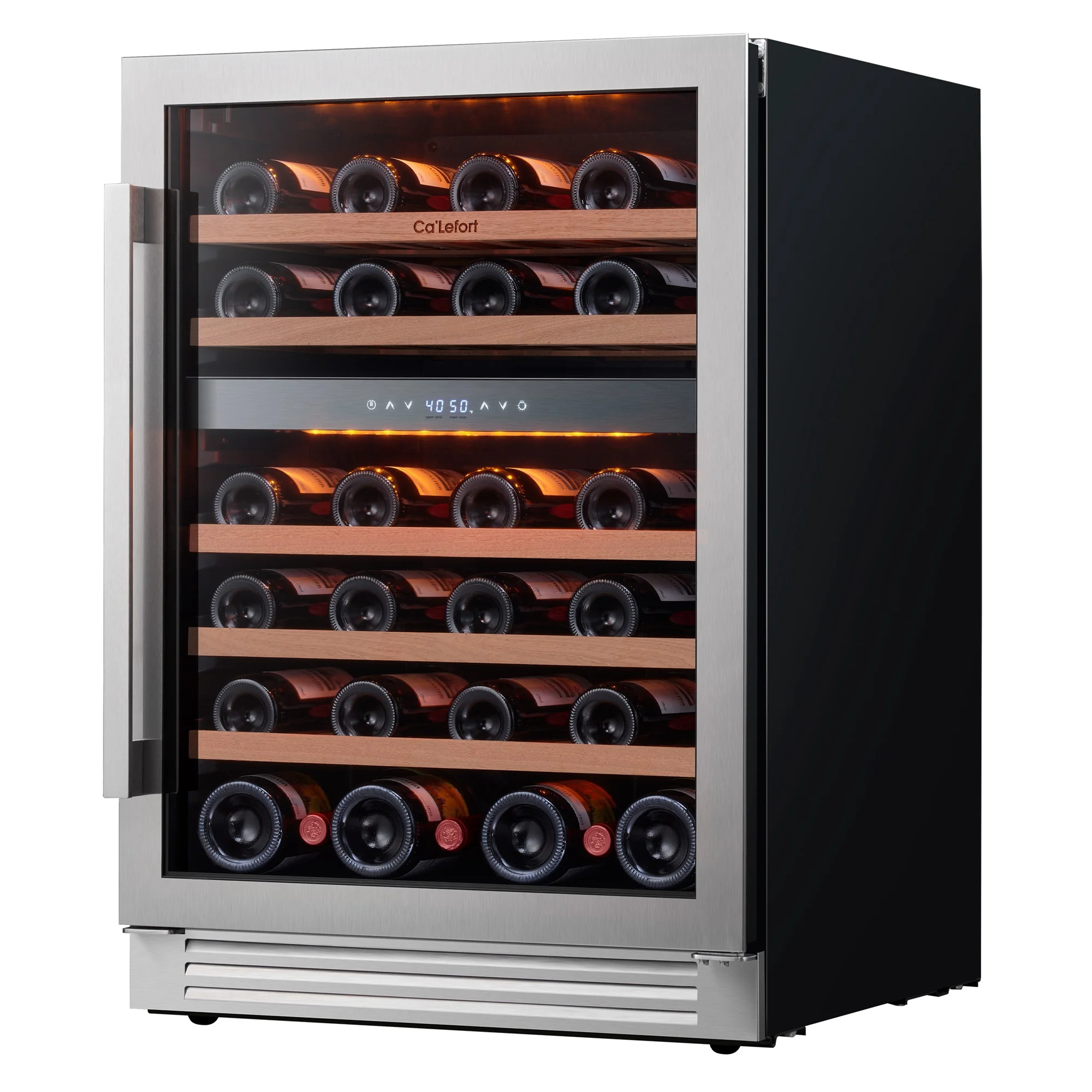 Ca'Lefort 24 inch Wine Cooler Refrigerator,46 Bottle Wine Fridge,Freestanding & Built-in with Reversible Glass Door