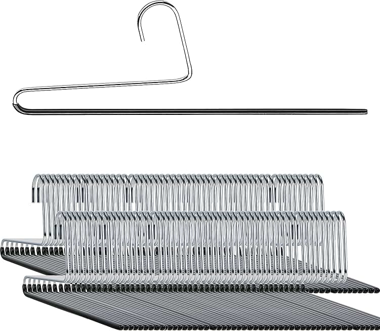 Mawa Trouser Series Open-Ended Single Rod Hanger, KH 35U, Non-Slip Pant/Trouser Hanger, Space Saving, Reverse Hook Version, Set of 160, Black