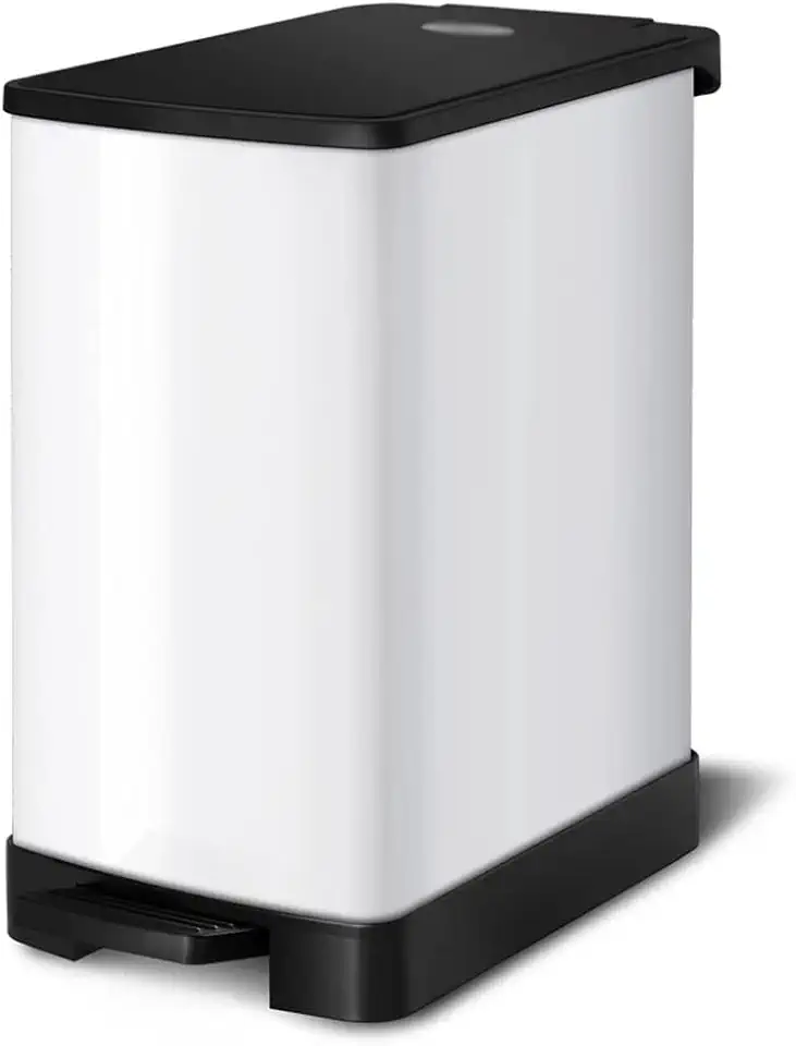 Step Bins Stainless Steel Satin Square Trash Can Garbage Storage Container Bathroom Kitchen Pedal Dustbin(20L)