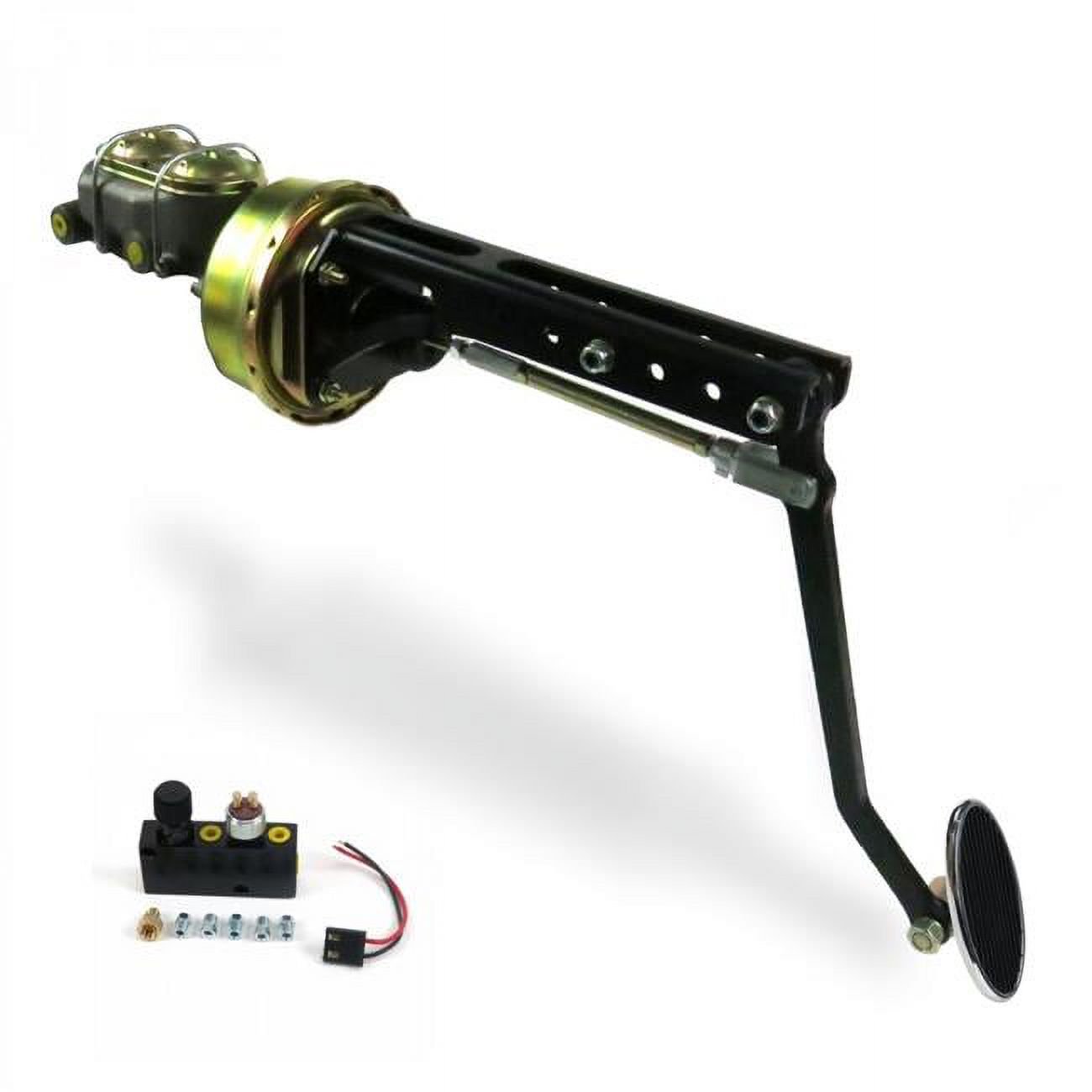 Helix Suspension Brakes & Steering  Universal Adjustable Firewall 8 in. Single Brake Pedal Kit Adjustable Disc & Disc Large Oval Chrome Pad