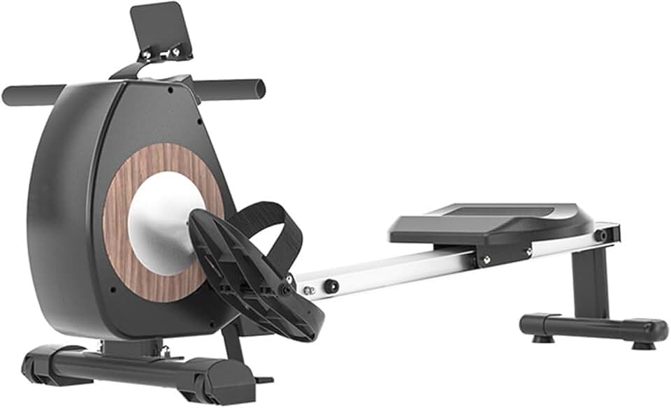 Rowing Machine Magnetic Rower Machines for Home Cardio Training 8 Levels Resistance, Single Slide Rail with Tablet Holder LCD Monitor, Max 350lb Weight Capacity, App Compatible