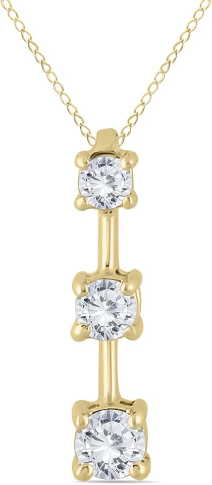 1/2 Carat TW Three Stone Diamond Pendant Available in 10K White Gold and Yellow Gold