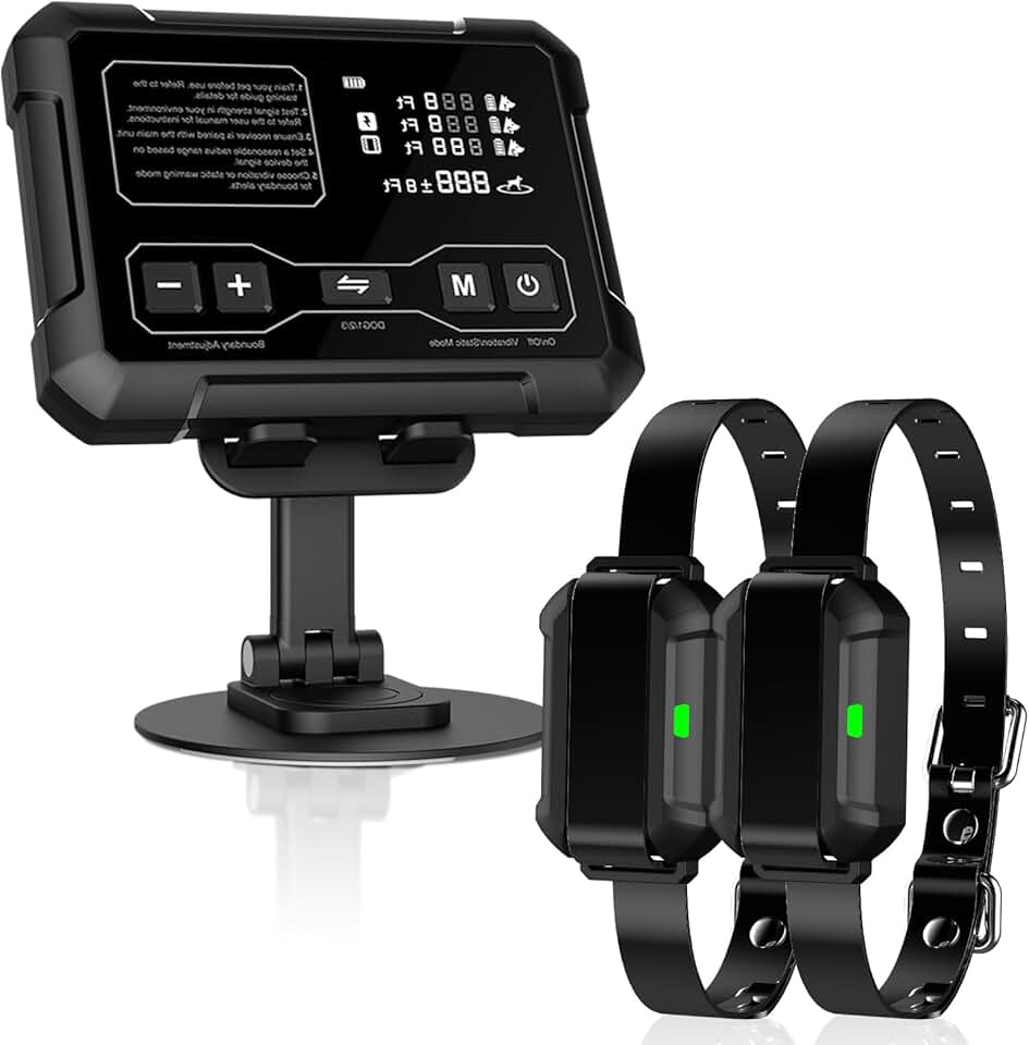 Wireless Dog Fence System, Indoor & Outdoor, 1 Acre High-Precision Radar Electric Dog Fence System, Real-time Monitoring, 9-26in Medium & Large Breeds, Not Limited by GPS Signal (for Two Dogs)