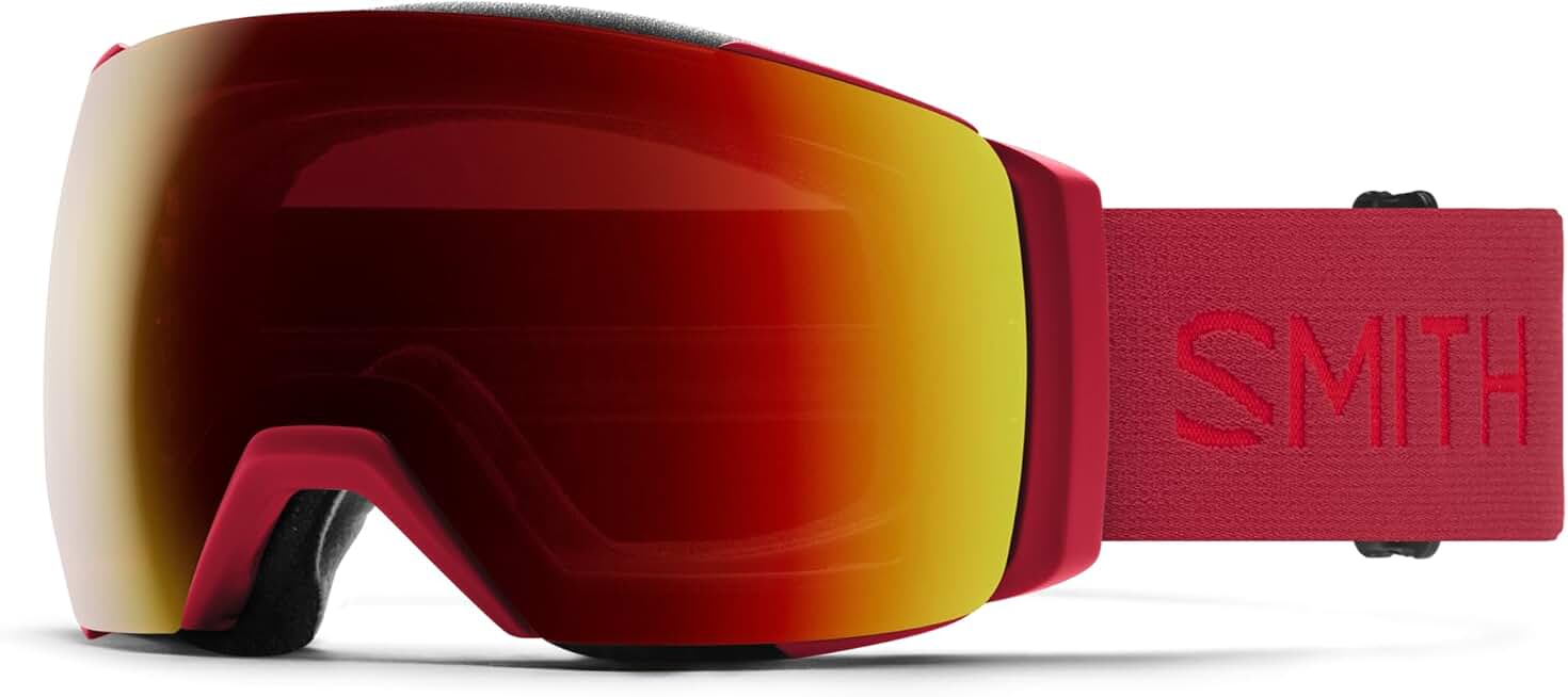 SMITH I/O MAG XL Goggles with ChromaPop Lens – Performance Snowsports Goggles with Easy Lens Change Technology for Skiing & Snowboarding – for Men & Women – Crimson + Sun Red Mirror Lens