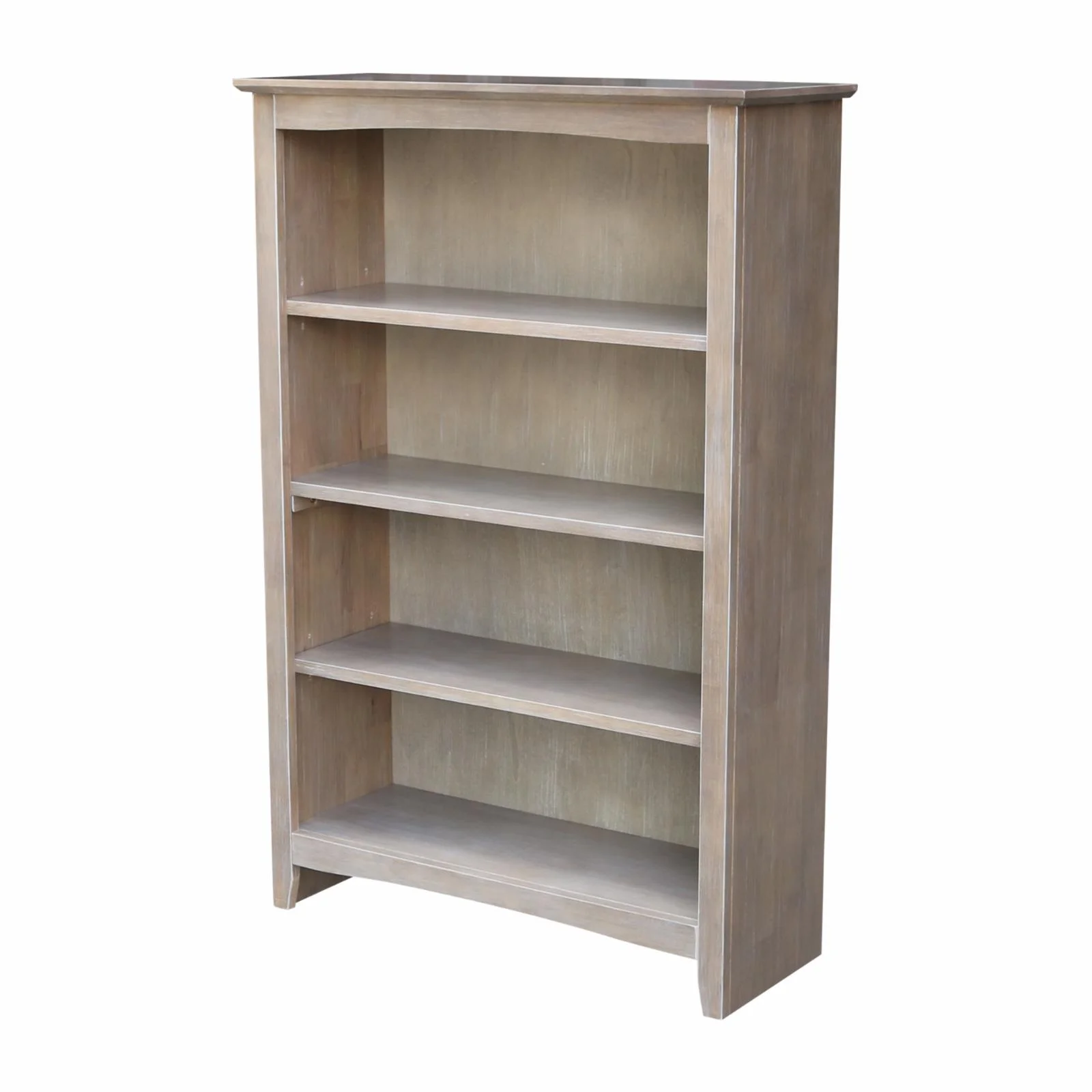 International Concepts Shaker 4 Shelf Bookcase in Washed Gray Taupe