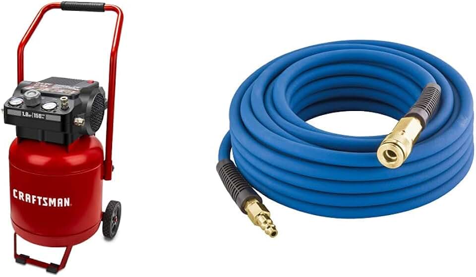 Craftsman Air Compressor, 10 Gallon Peak 1.8 Horsepower Oil-free Compressor, Red & Estwing E1450PVCR 1/4