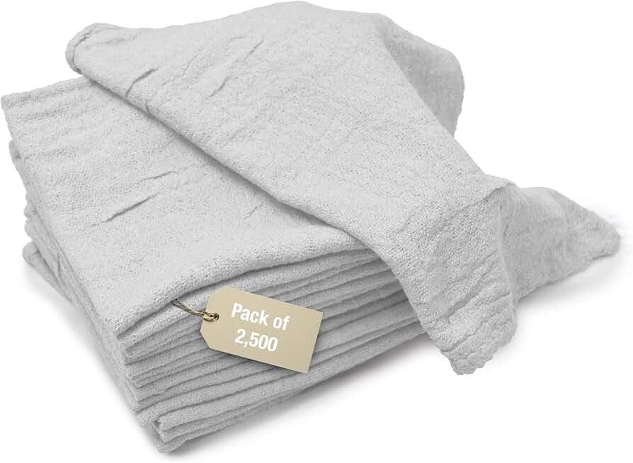 Premium Cotton Shop Towels Industrial-Grade Cleaning, Highly Absorbent, Reusable, Durable, Perfect for Garages, Workshops & Factories, 10