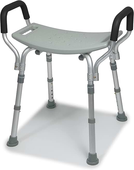 Graham-Field 7931RA Lumex Platinum Collection Bath Seat with Support Arms, Retail Packaging, Standard Grey, Medical Shower Chair for Adults, 350 lbs Capacity, Pack of 4