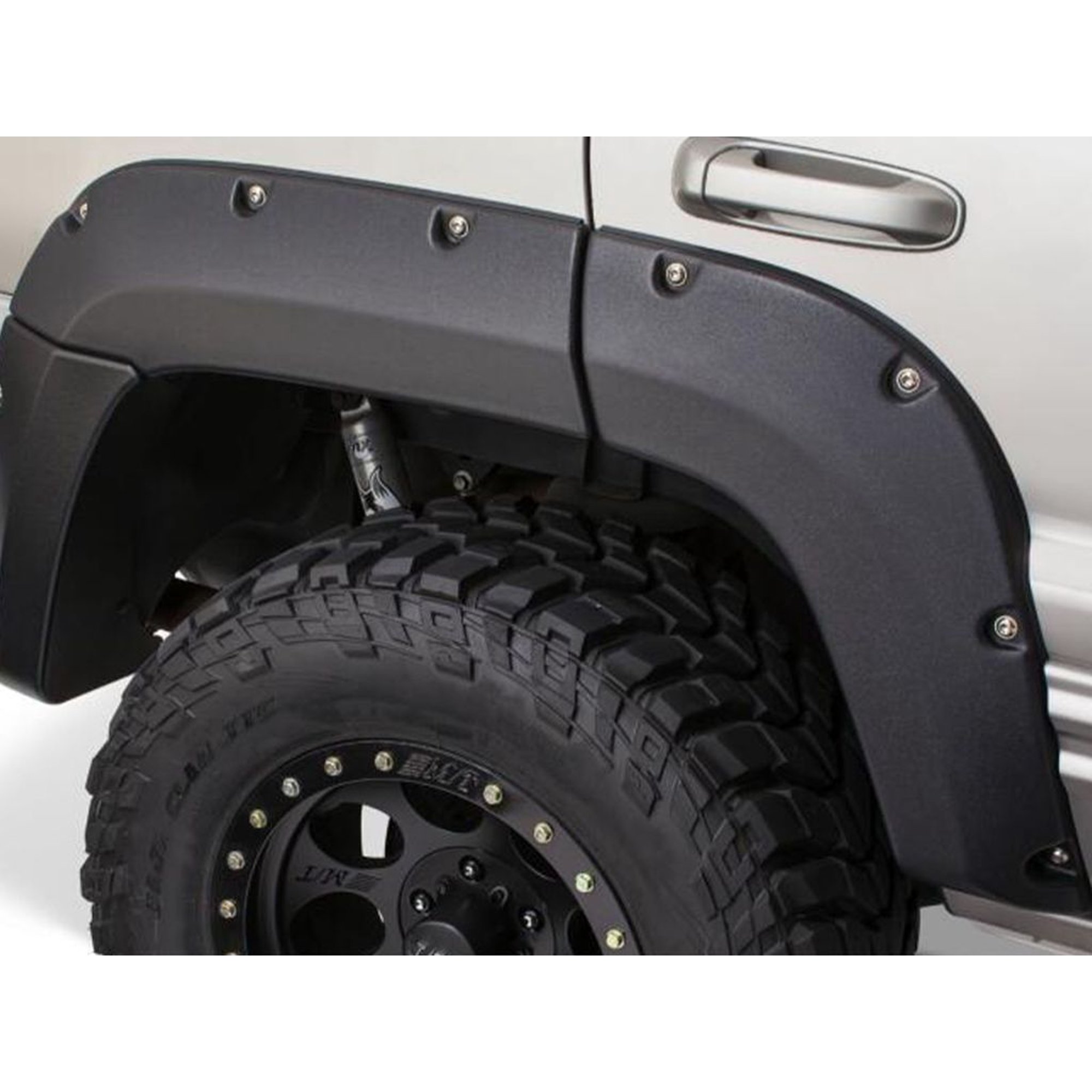 Bushwacker by RealTruck Jeep Cutout Pocket/Rivet Style Rear Fender Flares | 2-Piece Set, Black, Textured Finish | 10072-07 | Compatible with 1999-2004 Jeep Grand Cherokee