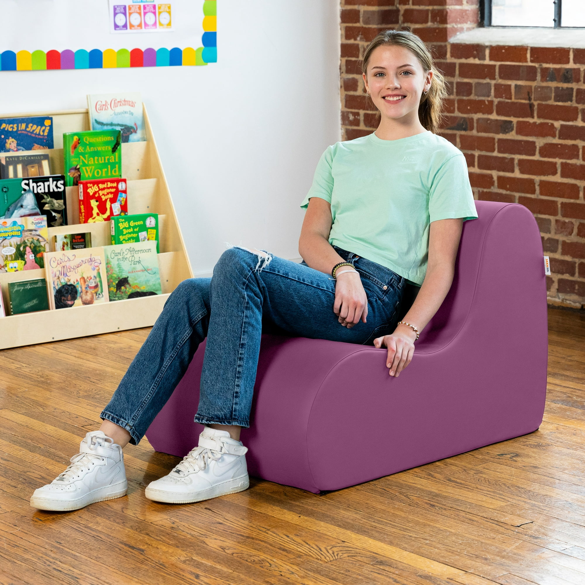 Jaxx Midtown Medium Classroom Soft Foam Chair - Premium Vinyl Cover - Plum