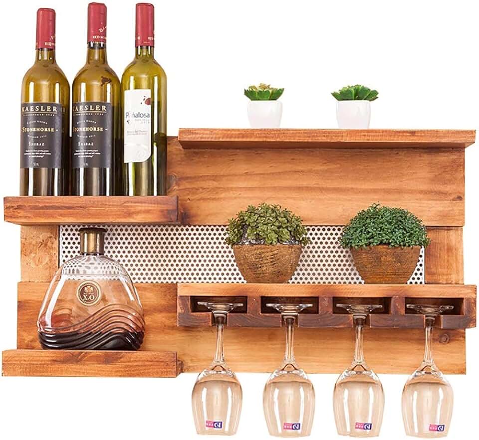 Wine Rack Solid Wood Wine Rack Creative Shelf Wall-Mounted Wine Rack Goblet Holder Wine Rack Wine Rack Glassware Rack