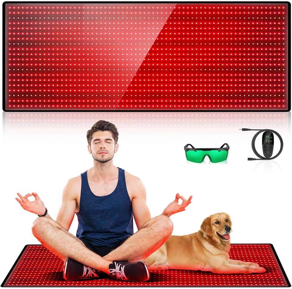 Red Light Therapy Mat Full Body 1280PCS, Large 71 Inch 660nm Red Light and 850nm Near Infrared Light Therapy Device Blanket Pads Bed for Body Back Muscle Pain Relief with Pulse Adjustable Timer Gifts