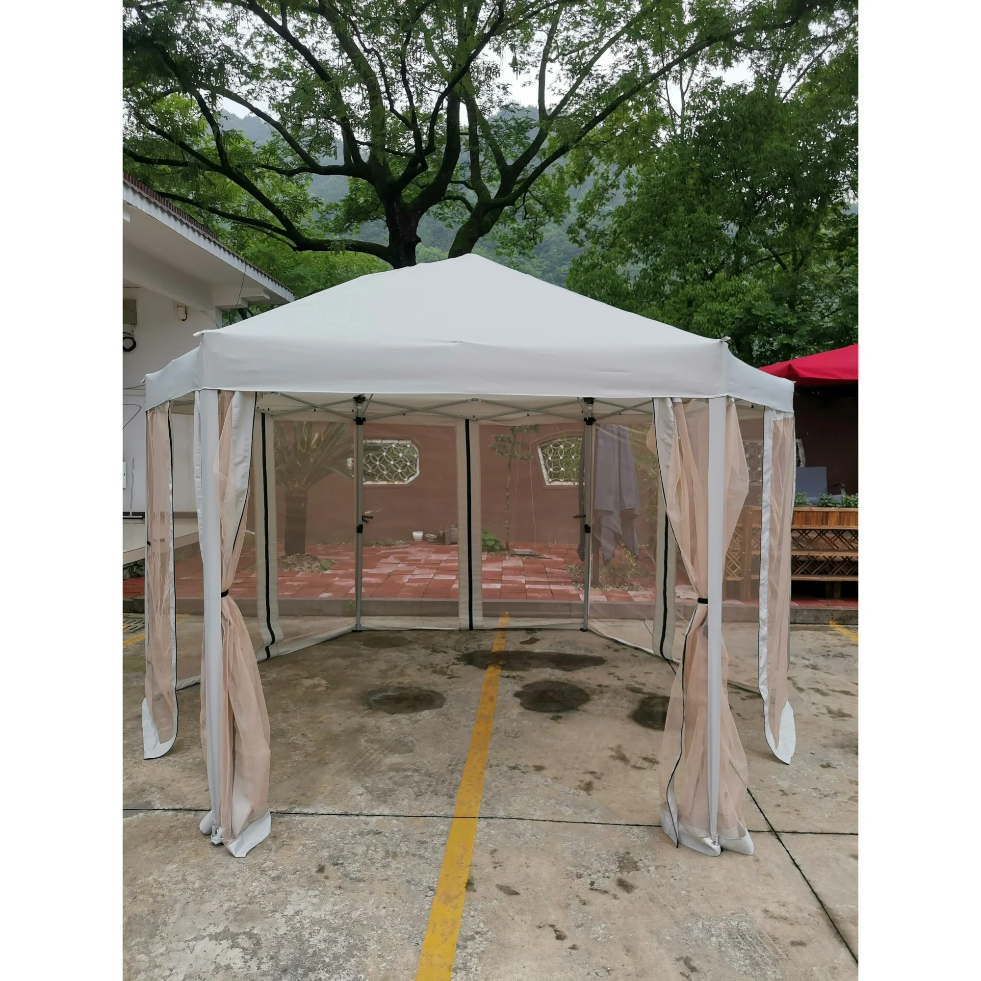 Outdoor Canopy Hexagonal Canopies Gazebos & Pergolas Light Grey