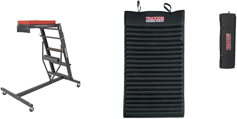 3-200 NXT Foldable Topside Automotive Engine Creeper, Black and Traxion 1-500 VersaMat Roll-Up High Density Foam Utility Mat, Black