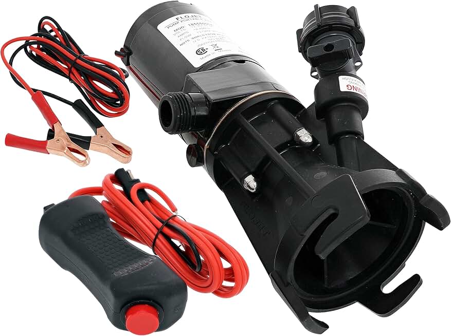 Flojet 18555-000A Portable RV Waste Pump with Garden Hose Discharge Port - 12 VDC Motor