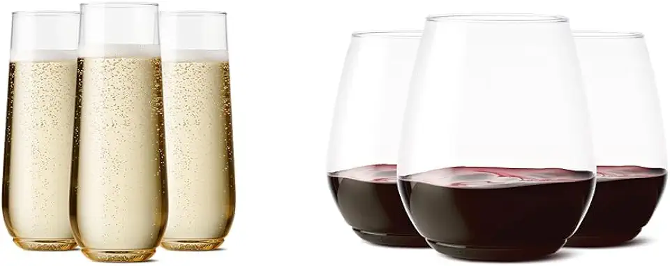 TOSSWARE POP 9oz Flute & 18oz Vino XL SET OF 48 Premium Quality Crystal Clear Plastic Champagne & Wine Glasses