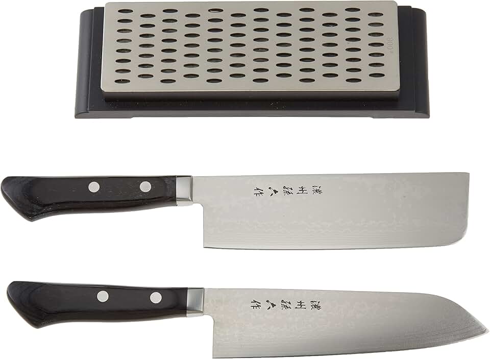 Noshu Magoroku 300B Damascus Knife with Base, Set of 3