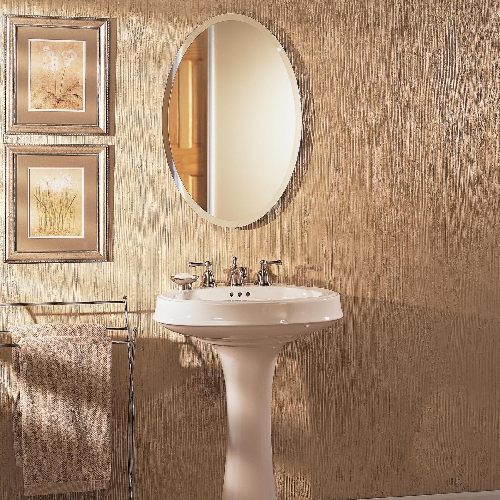 Jensen 52WH184PV 21 x 31 in. 1 Door Metro Oval Beveled Edge Medicine Cabinet, Basic White & Steel