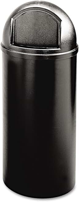 Rubbermaid Commercial 817088BK Marshal Classic Container, Round, Polyethylene, 25gal, Black