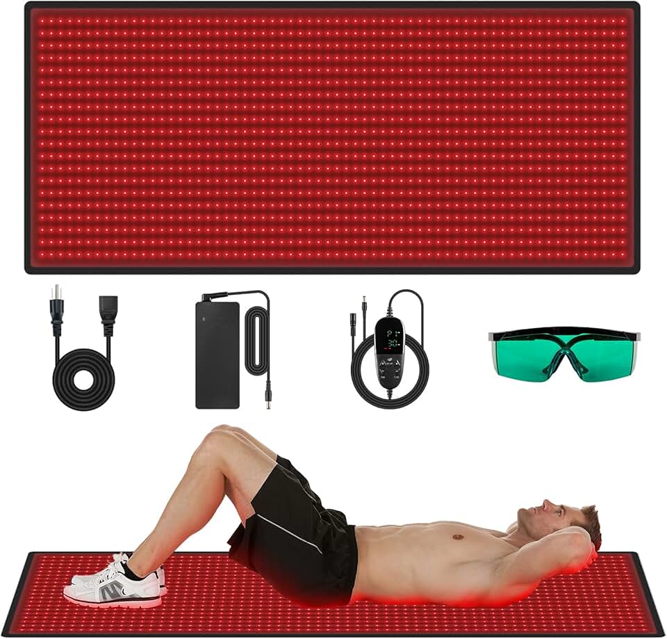 Red Light Therapy Mat Large Size 1280pcs LEDs 850nm&660nm Near Infrared Red Light Therapy Blanket Device with Timer for Full Body Pain Relief