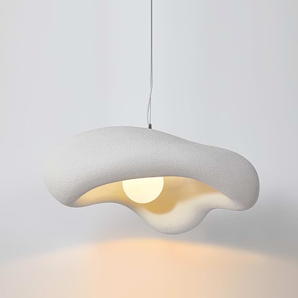 Dining Room Hanging Light, Japanese Wabi-sabi Pendant Light, Concrete Polystyrene Shade Kitchen Island Bar Ceiling Chandeliers Bar Illumination Suspension Lamp, G9 Socket