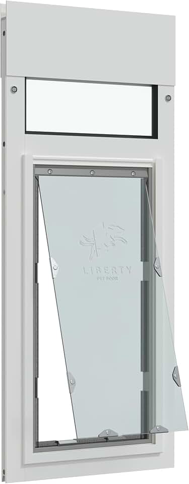 Liberty Pet Door Panel for Horizontal Sliding Windows | Aluminum Frame with Closing Cover for Home & Rentals | White, Large Flap, 56