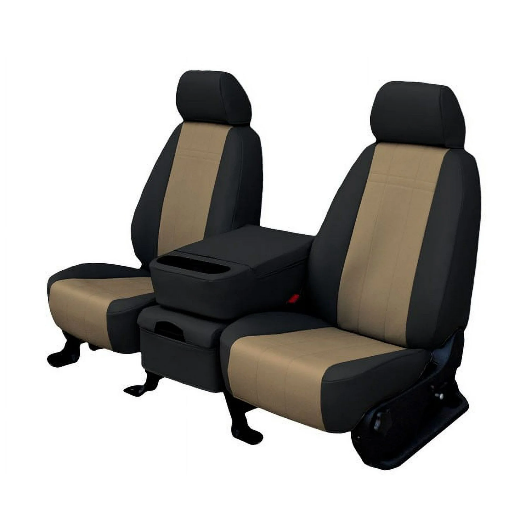 CalTrend Center Captain Chairs Faux Leather Seat Covers for 2011-2014 Chevy/GMC Suburban|Tahoe|Yukon 1500-2500 - CV469-06LB Beige Insert with Black Trim