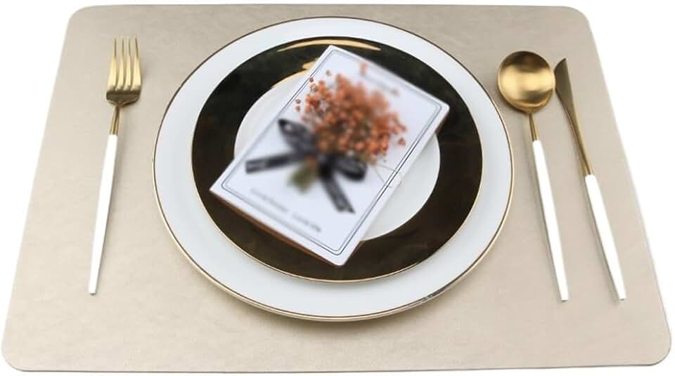 Home Leather Placemat Table Set with Waterproof, Oil-Proof and Heat-Insulating Mat(Black)