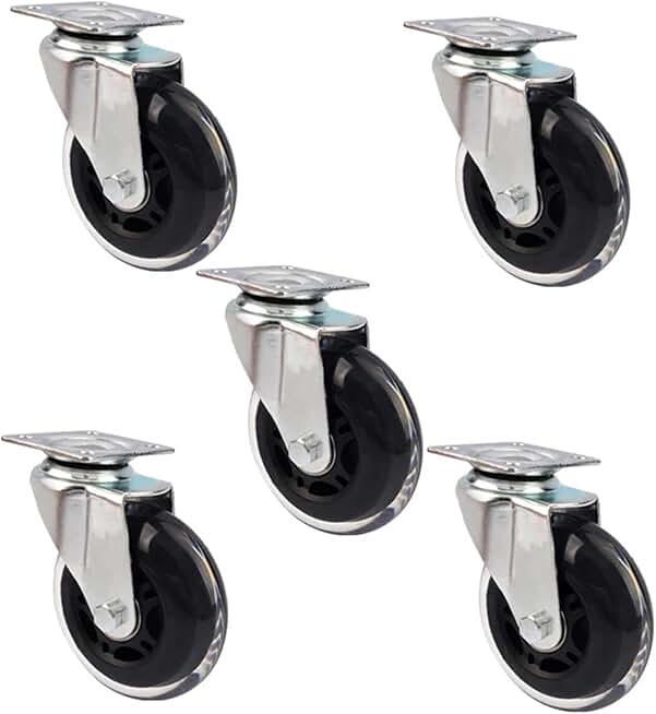 Caster 3-inch Pu Universal Polyurethane Transparent Furniture Office 5Pcs
