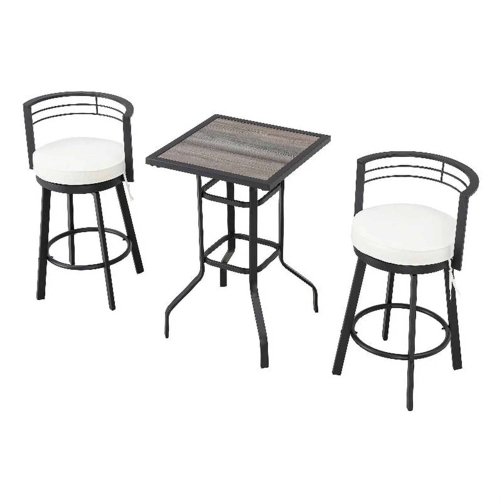 Patio Festival 3-Piece Metal Outdoor Dining Bistro Set in Off White and Black