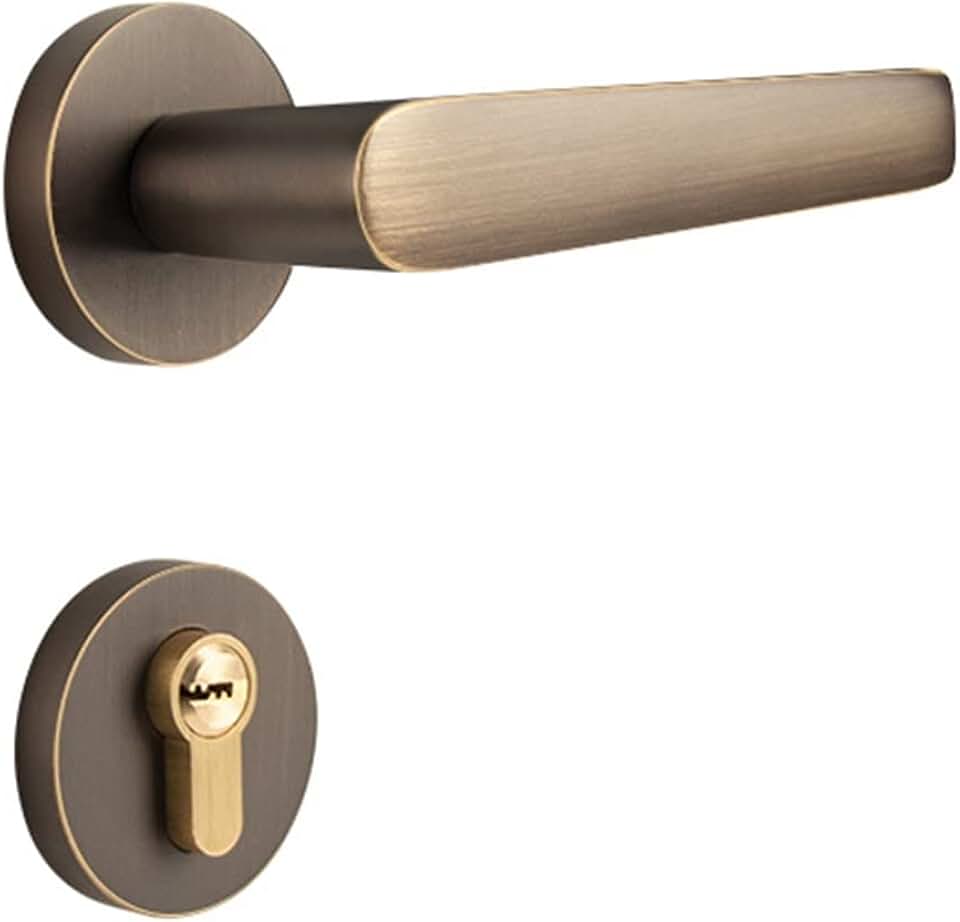 Door Lock Pure Copper Split Door Lock Silent Room Door Handle All Copper Lock Core Bedroom Household Locks Room Door Locks 1Pcs(C_72MM)