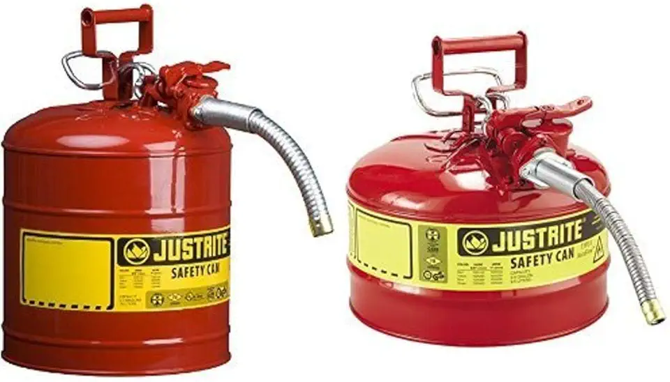 Justrite 7250130 Galvanized Steel, AccuFlow Type II Red Safety Can with 1