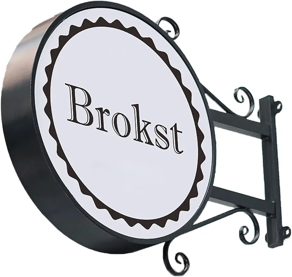 Round LED Signs Outdoor Lightbox, Open Sign Self-Custom LED Sign, Double Sided Round Projecting Light light-box Signs for Business Retail Advertising