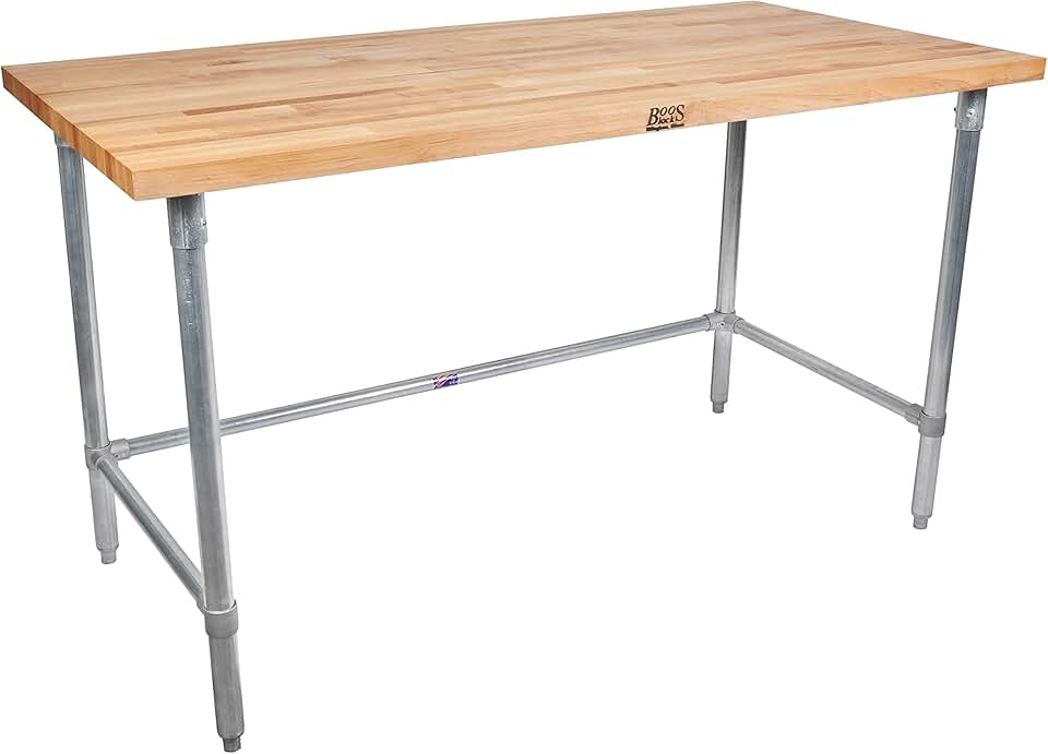John Boos JNB07 Maple Top Work Table with Galvanized Steel Base and Bracing, 36