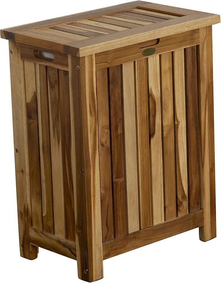 EcoDecors H-004 Teak Solid Hamper, Brown