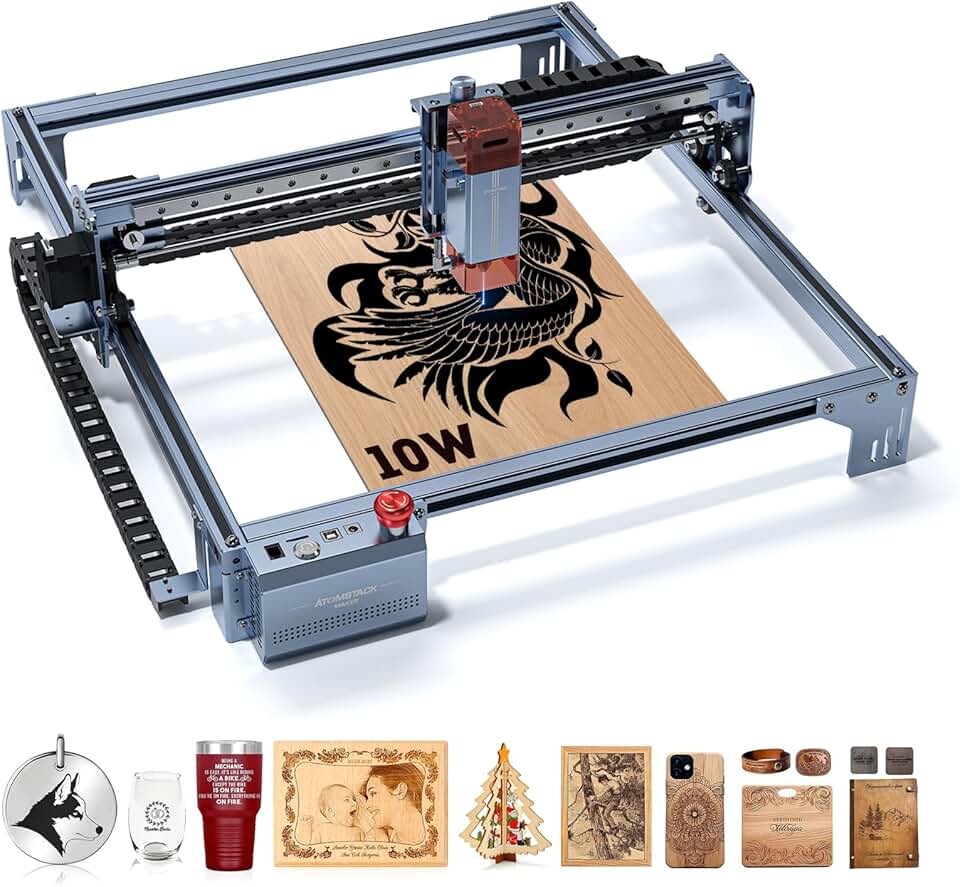 ATOMSTACK MAKER A10 V2 Laser Engraver, 10W Laser Engraving Machine, 400x400 mm Engraving Area Laser Cutting&Engraving Machine, Laser Engraver Support APP Control for Wood, Leather, 304 Stainless Steel