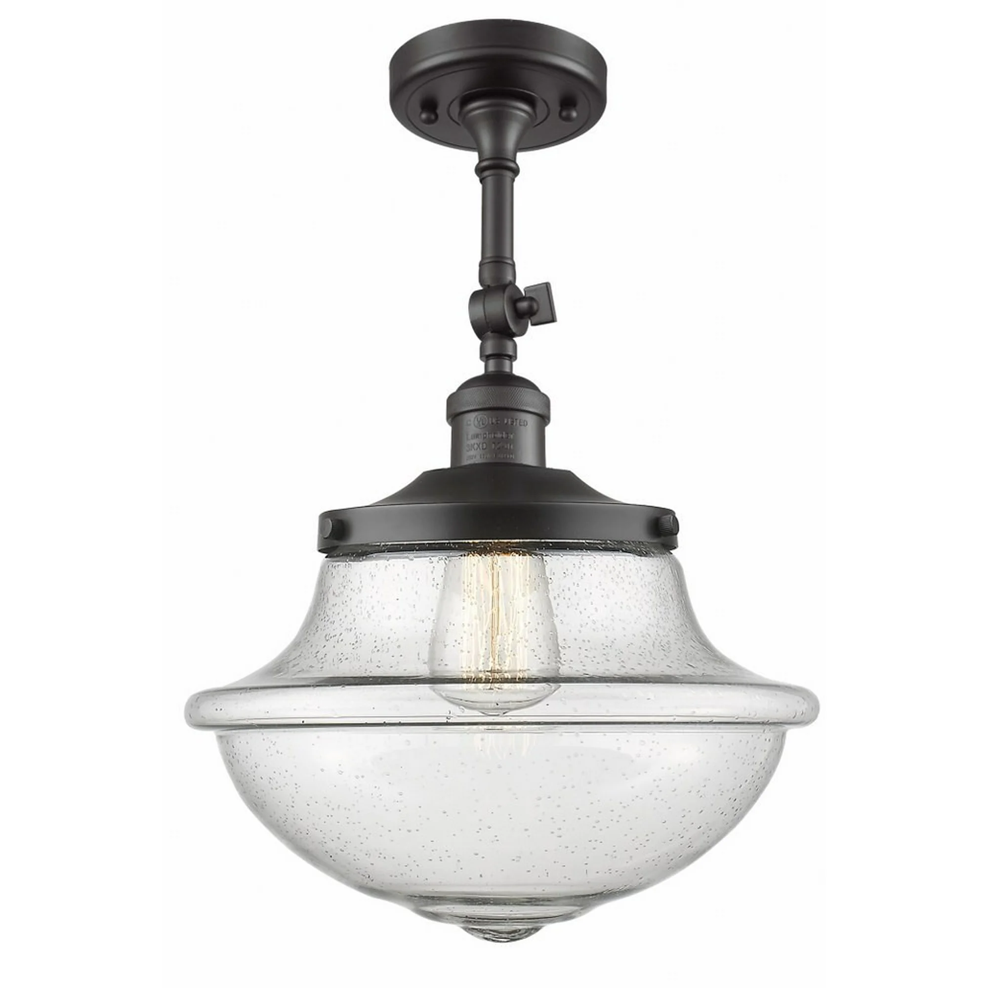 Innovations 201F-OB-G544-LED Large Oxford 1 Light Semi-Flush Mount part of the Franklin Restoration Collection, Oil Rubbed Bronze