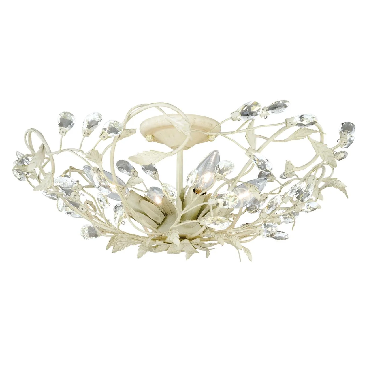 Jardin 19-in W Crystal Cream Vintage Vine Semi Flush Mount Ceiling Light