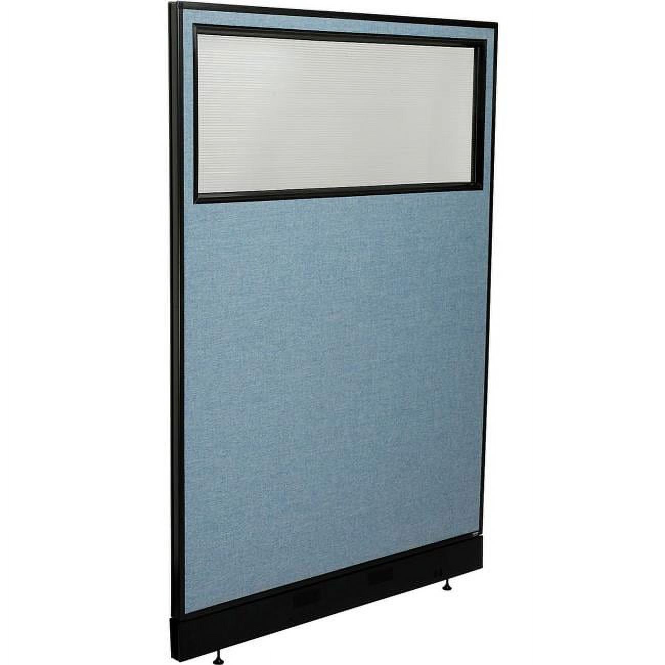 Interion Office Partition Panel with Partial Window & Raceway, Blue - 48.25 x 76 in.