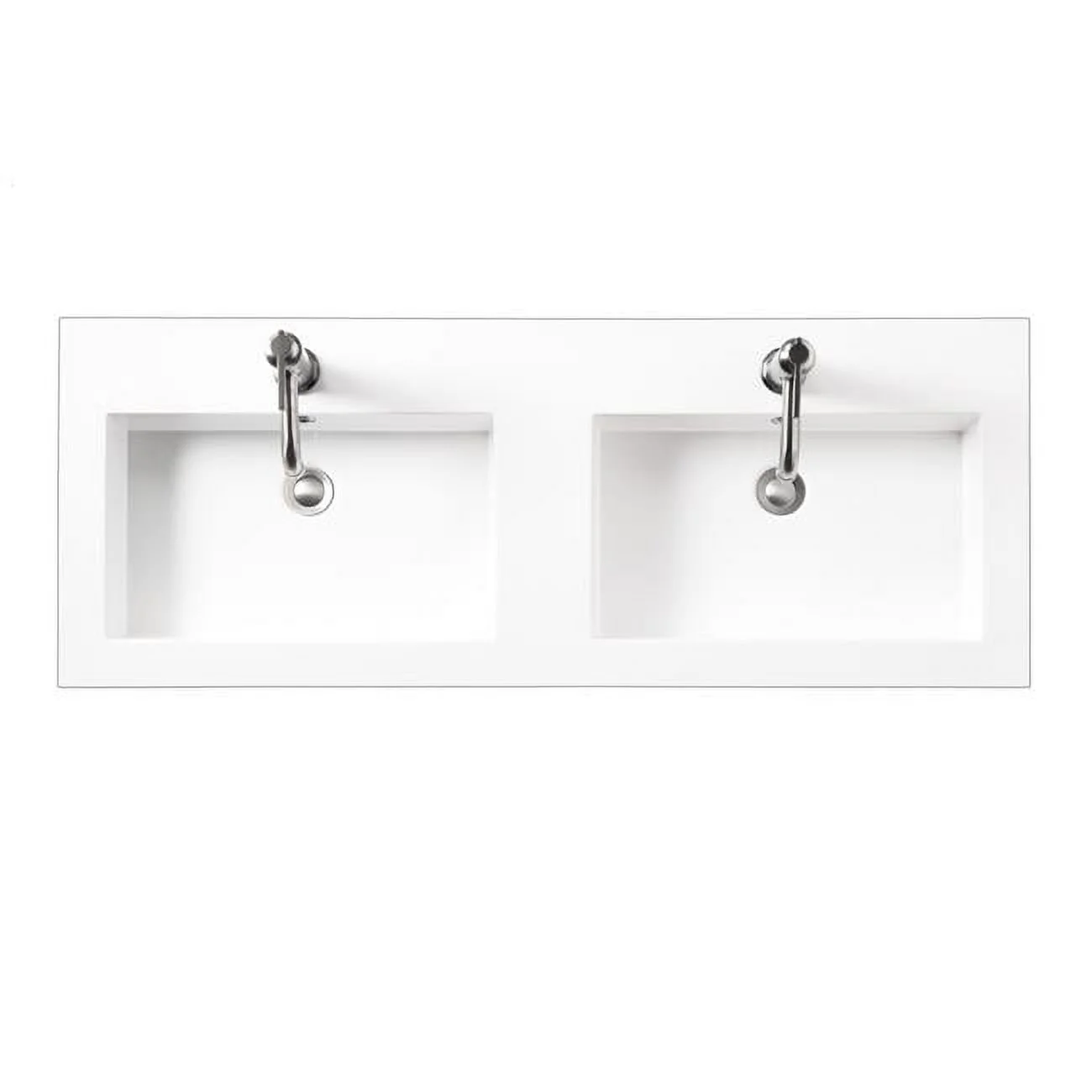 James Martin Furniture  47 x 18 in. Double Basins Composite Countertop Sink, White Glossy