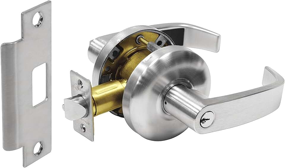 Sargent 65-Line Satin Chrome Plated Entry/Office Cylindrical Lock with Wrought Rose and Cast Lever, 1-3/8