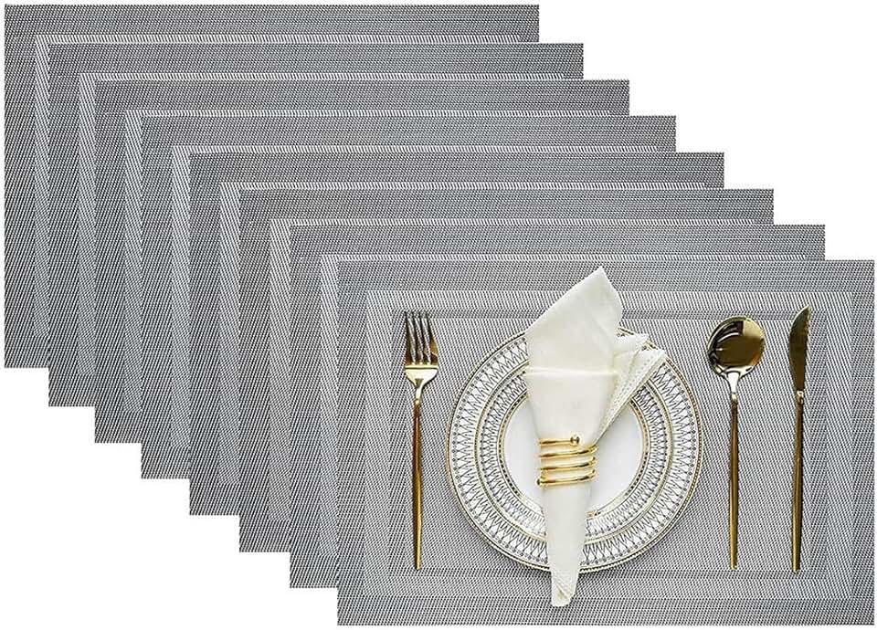8-Piece Set PVC Washable Placemat Table Mat Placemat Set Kitchen Accessories Coaster Wine Mat Table Decoration(D)