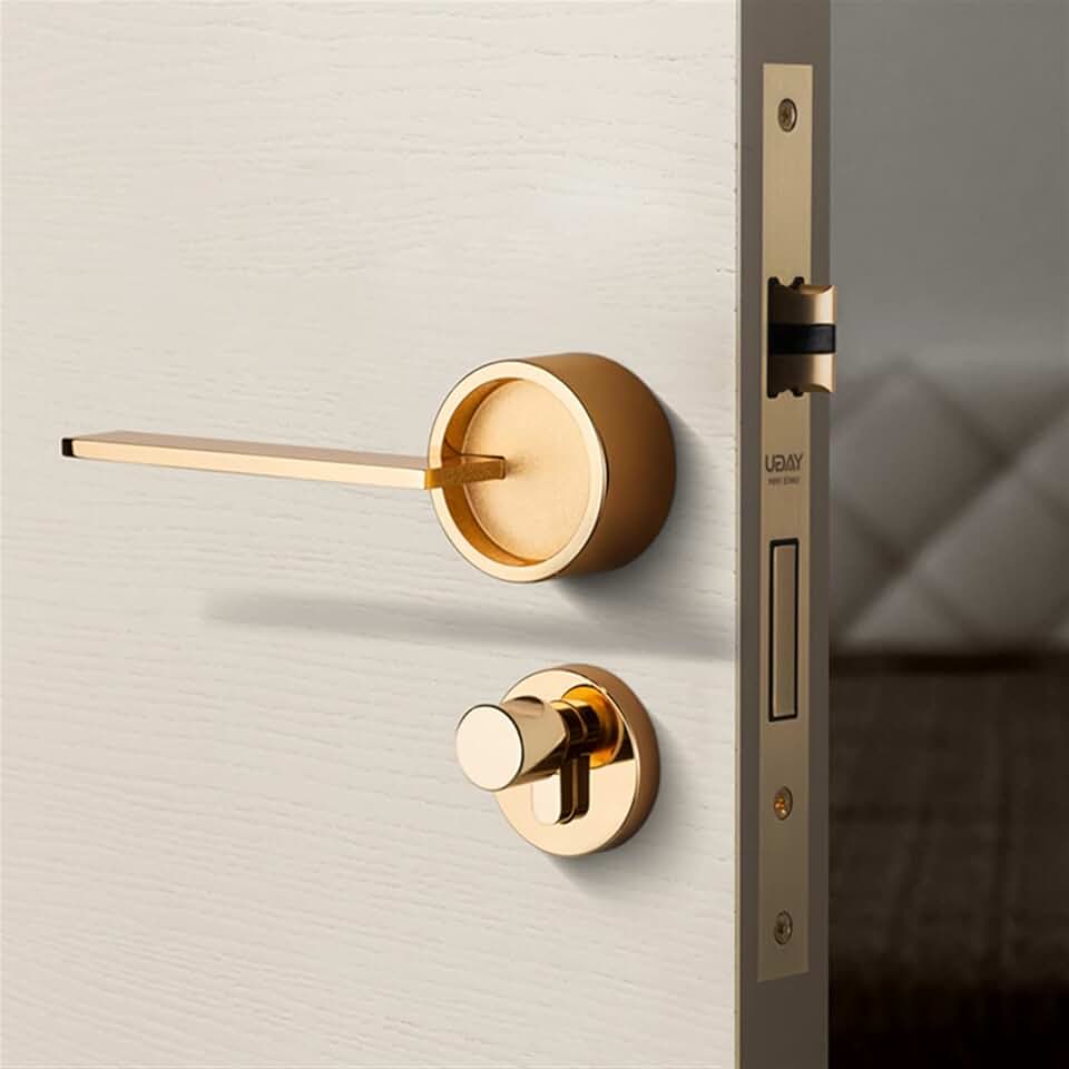 Round Door Lock Set Retro Bedroom Door Handle Lock Interior Room Door Lock 1Pcs(208P-N)
