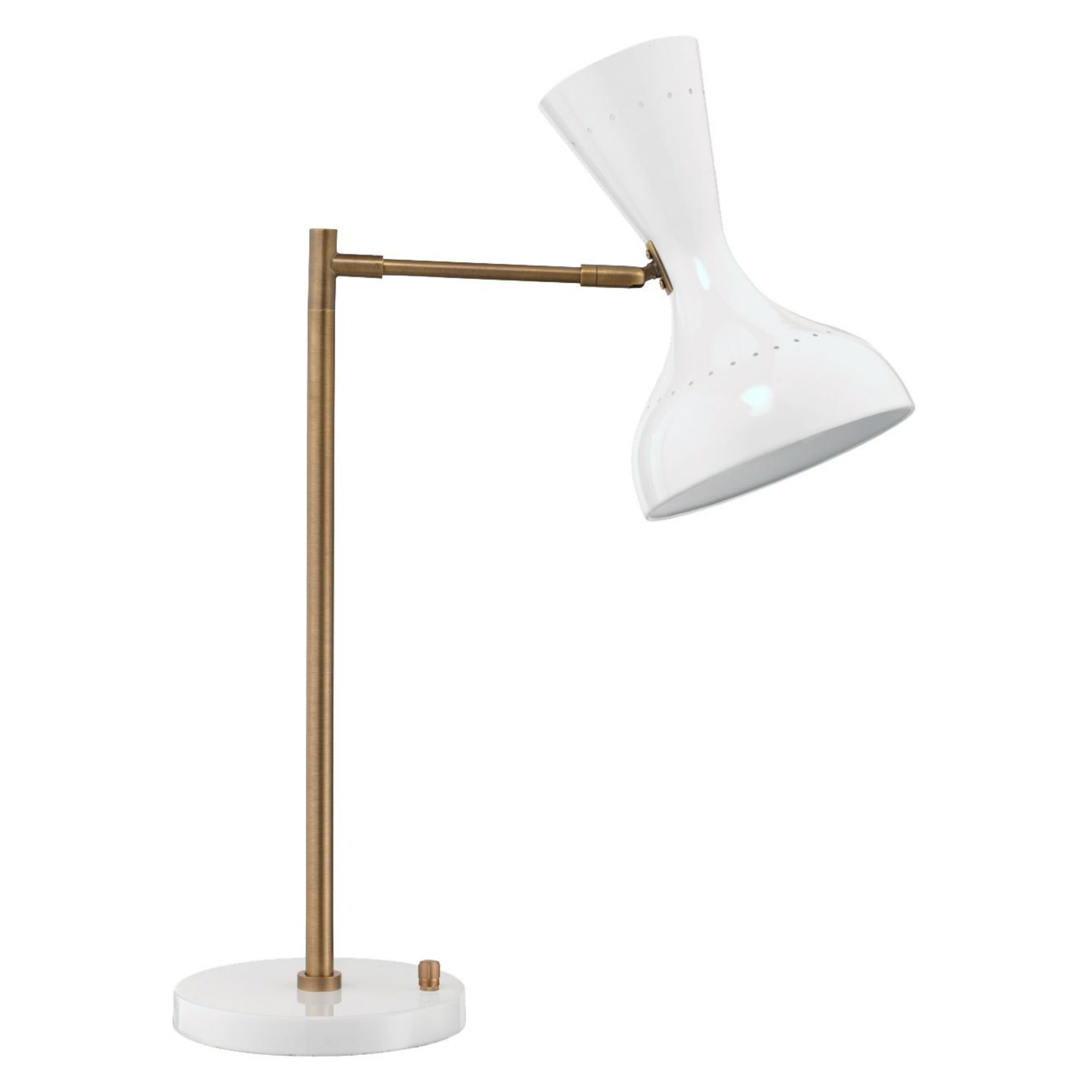 Jamie Young Co Pisa Swing Arm Modern Aluminum Table Lamp in White/Antique Brass