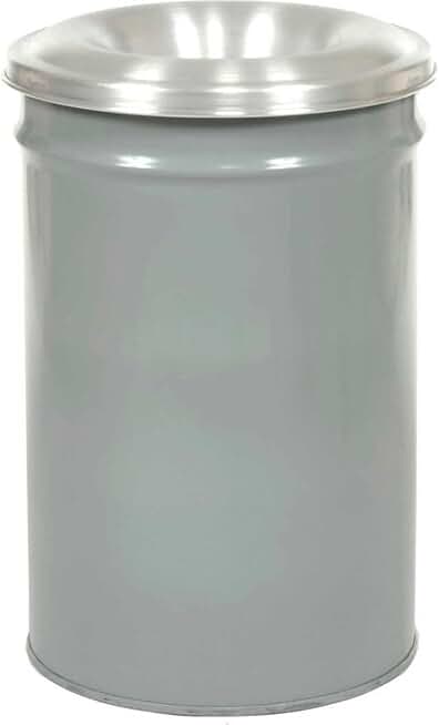 Justrite 26612G Cease-Fire Steel Paper Waste Receptacle with Aluminum Head, 12 Gallon Capacity, 15-1/8