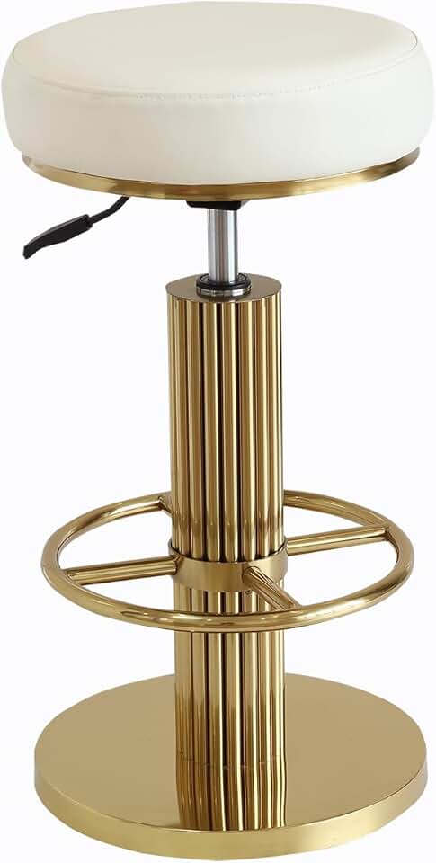 Bar Stools Counter Height Bar Stools Modern Adjustable Swivel Counter Height Chairs Backless Counter Stools with Metal Legs for Kitchen Island Dining Room (White)