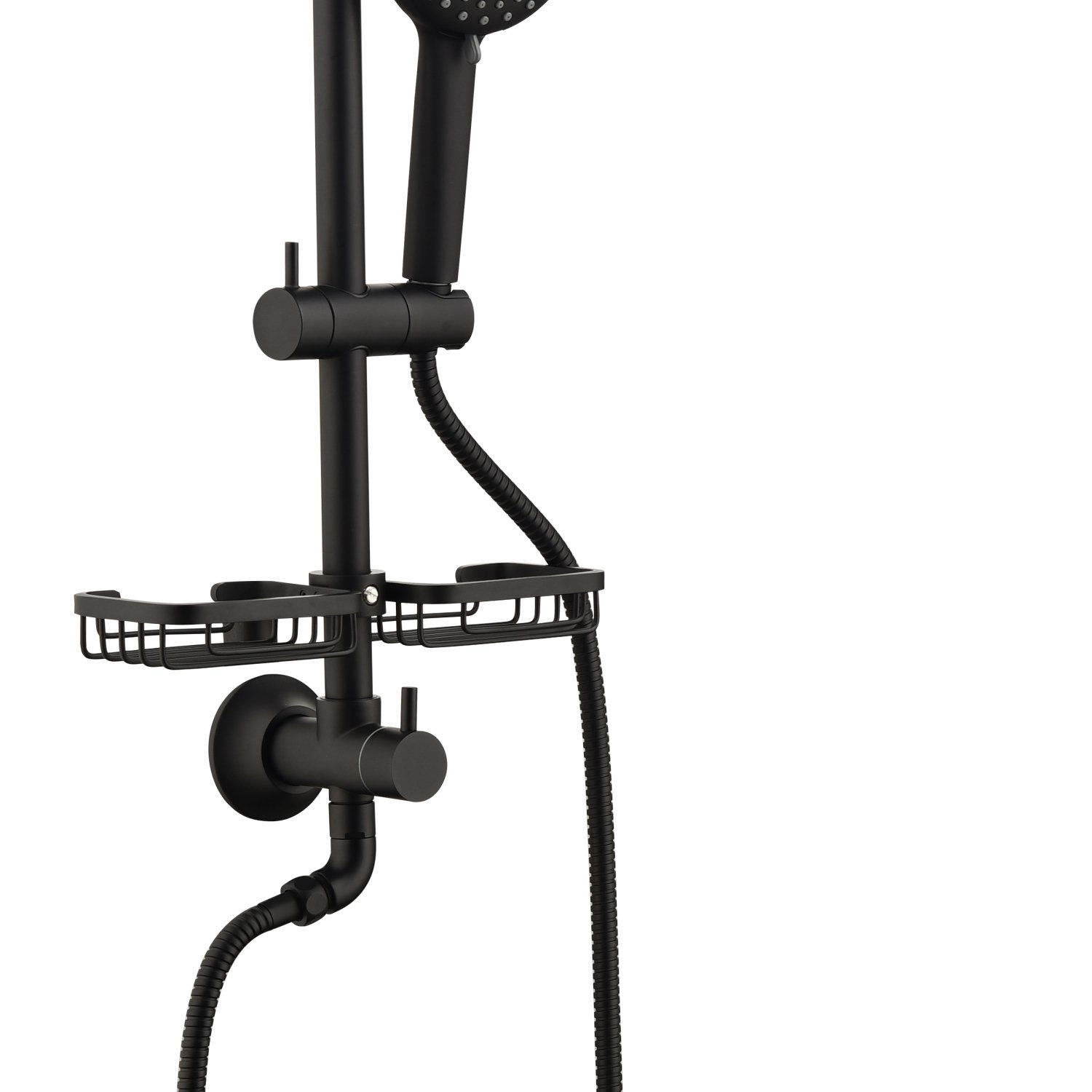 JDZDESIGN ShowerSpas Shower System  with 10” Rain Showerhead  4-  Shower  Adjustable Slide  and Soap Dish  Matte Black Finish