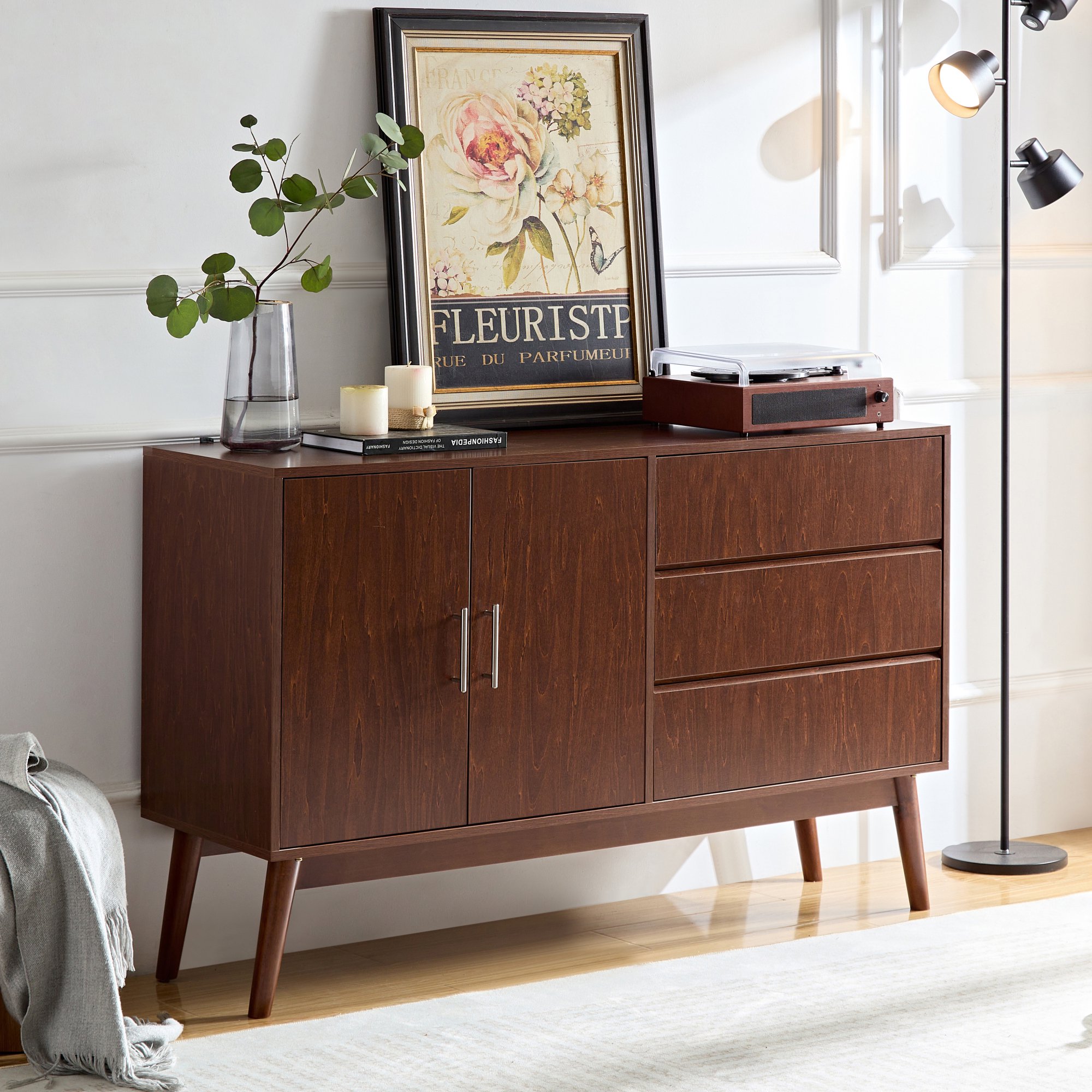 JaydenMax Sideboard Buffet Console Table with Drawers - Media Console with Doors, Storage Cabinet for Living Room & Bedroom